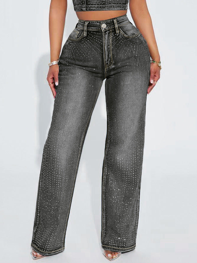 Women Casual Beaded Denim Pants 8