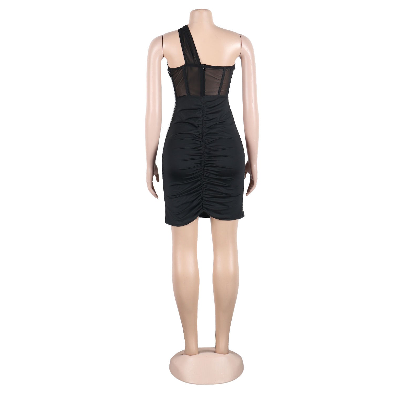 Sexy Slim Beaded Slash Shoulder Bodycon Dress 11