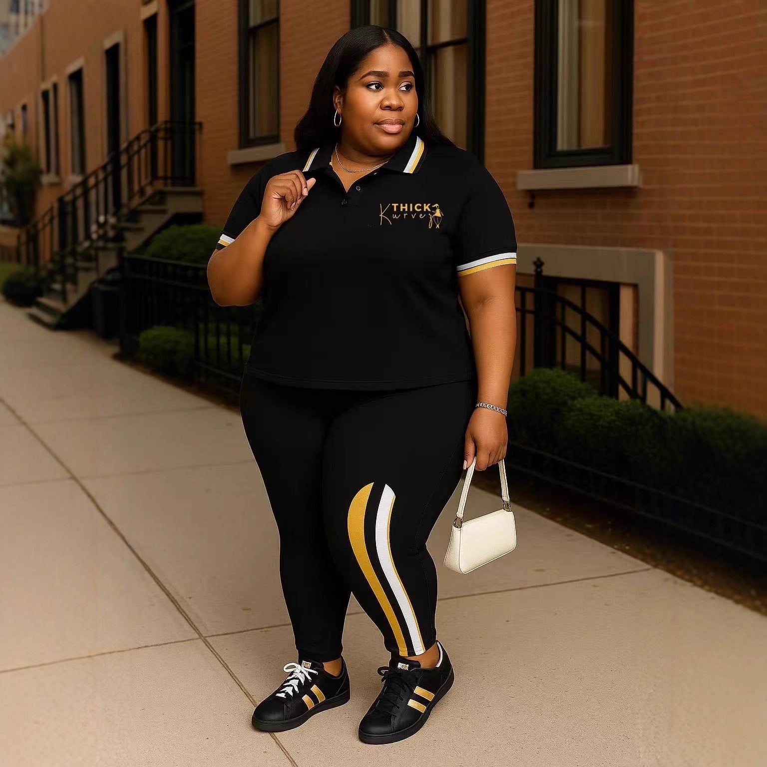 Plus Size Women's Fashion Casual Short Sleeve Two Piece Pants Set 4