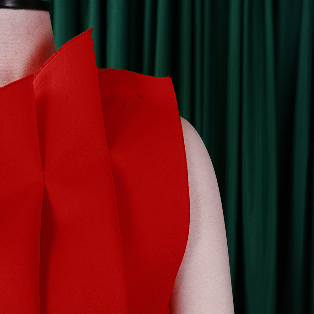 Plus Size Women Solid Sexy Pleated Formal Party Dress 44