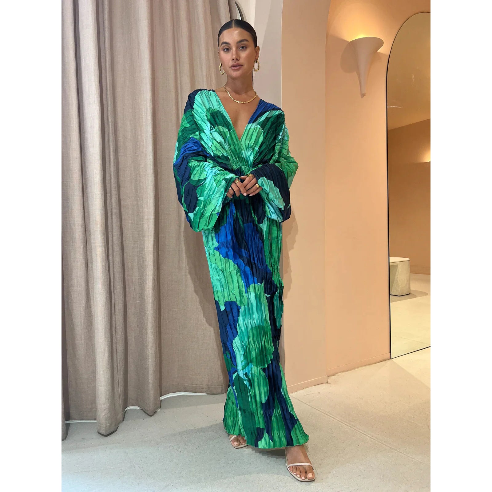 Spring Summer Casual Loose Holidays Pleated Dress For Women 4