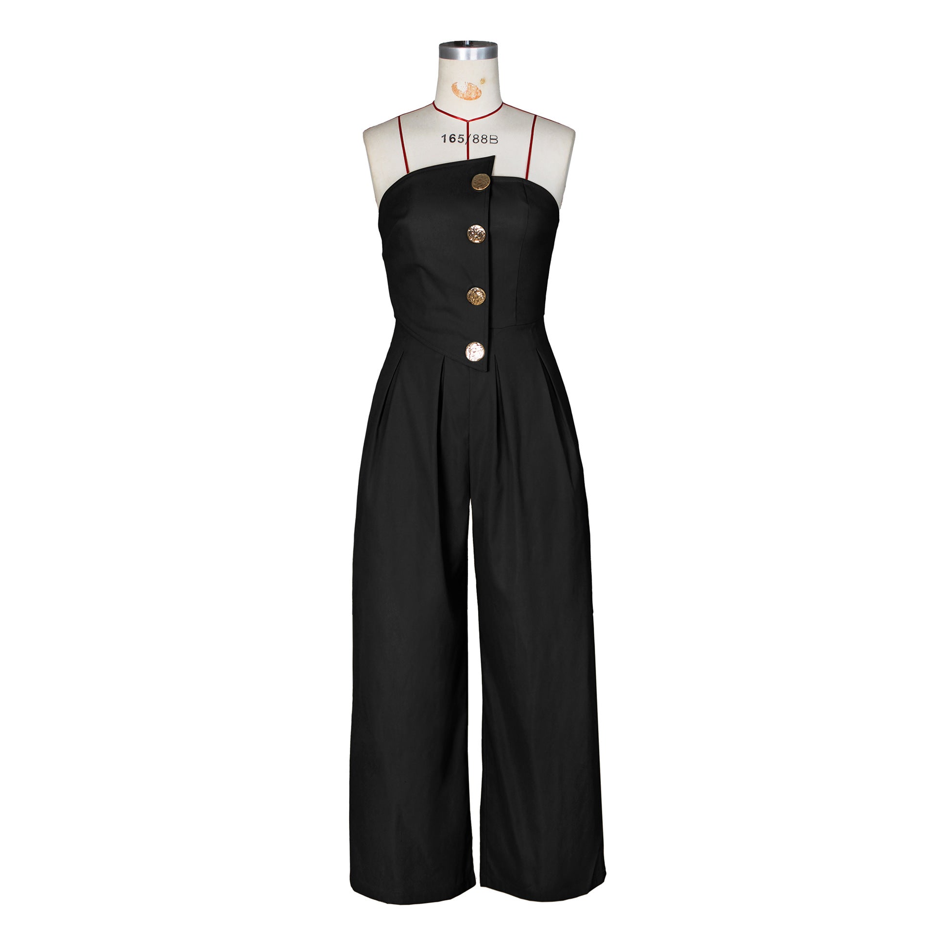 Summer Strapless Metal Button Wide-Leg Jumpsuit 17