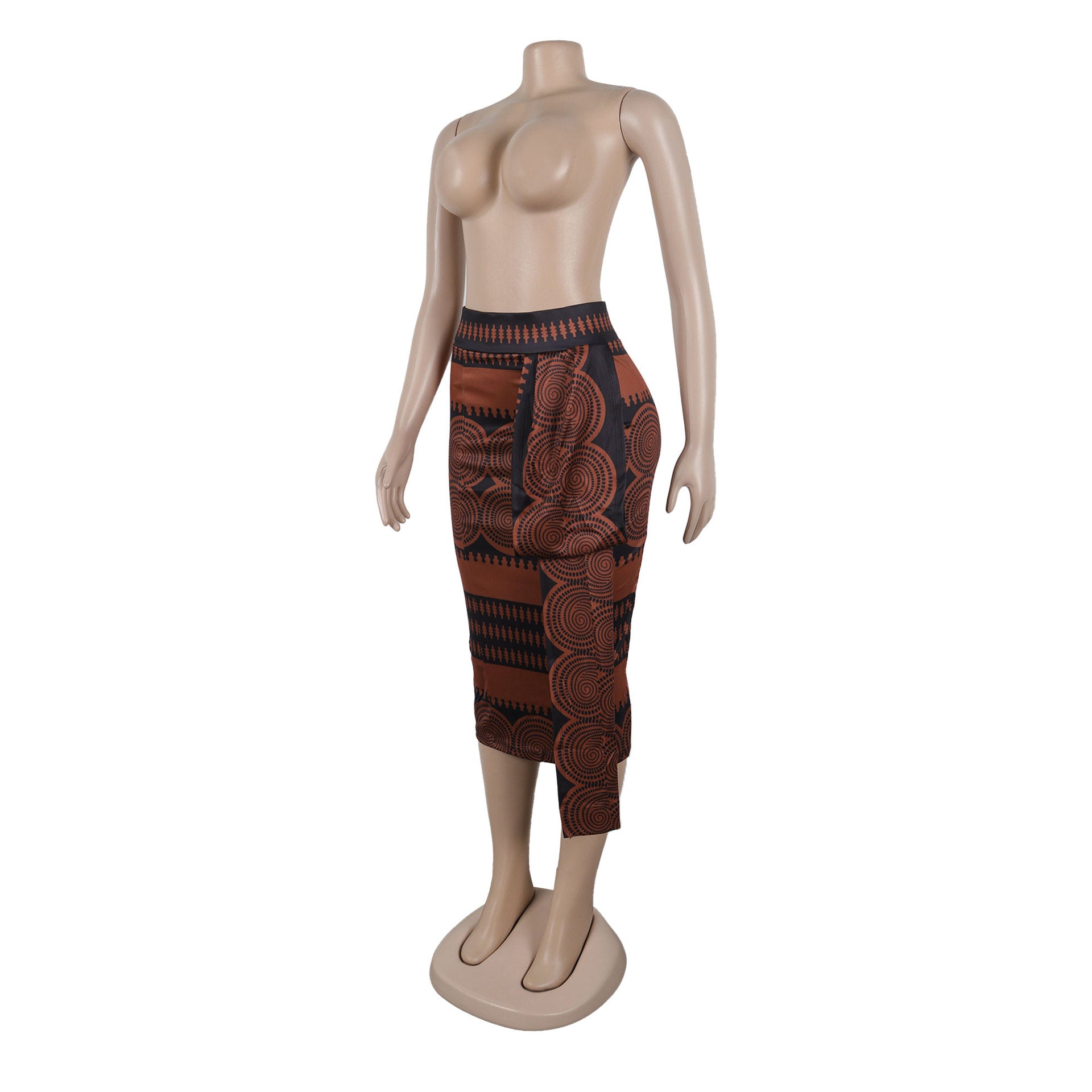 Women Printed Elastic Slit Bodycon Dress 14