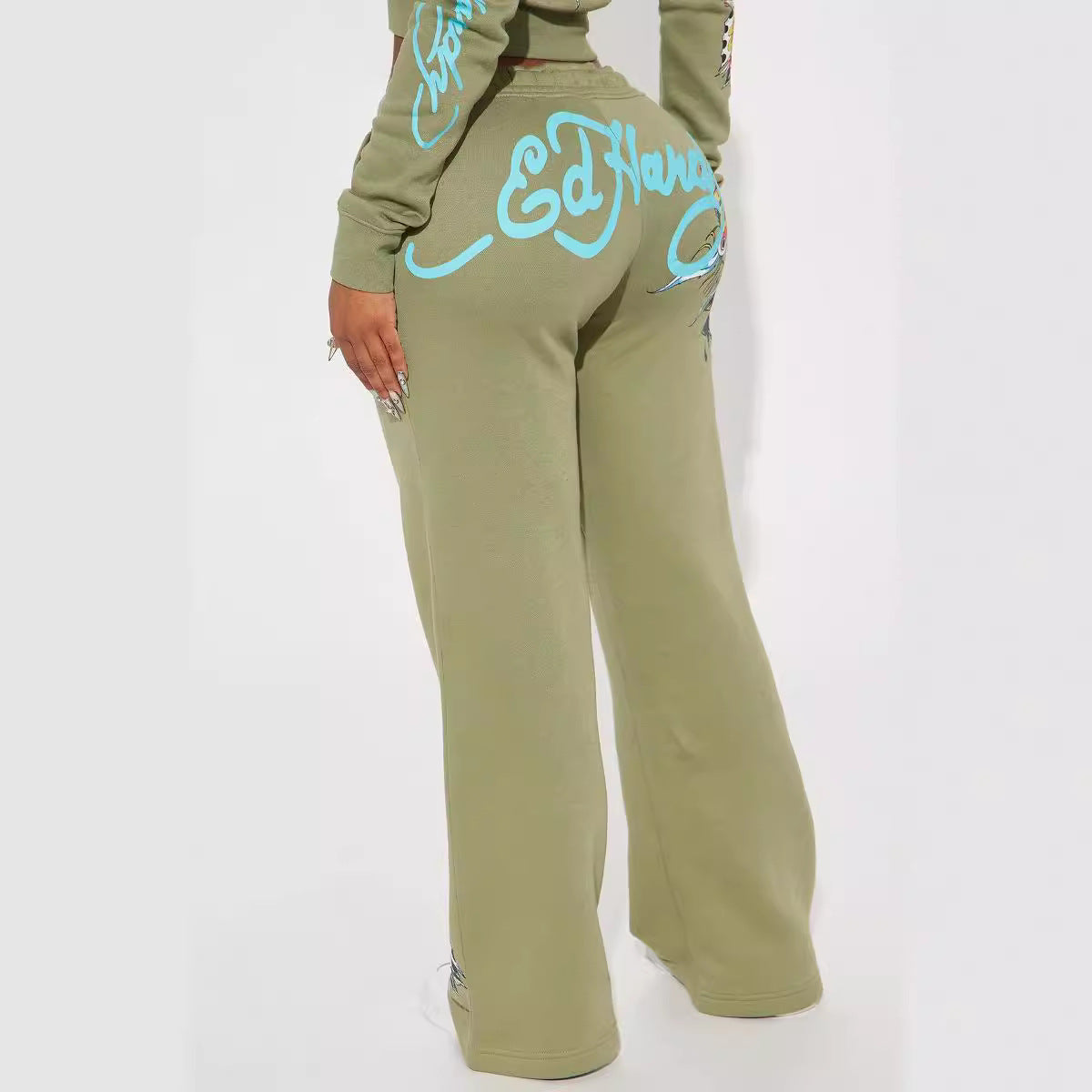 Women Print Hoodies Top and Pant Two-piece Set 4