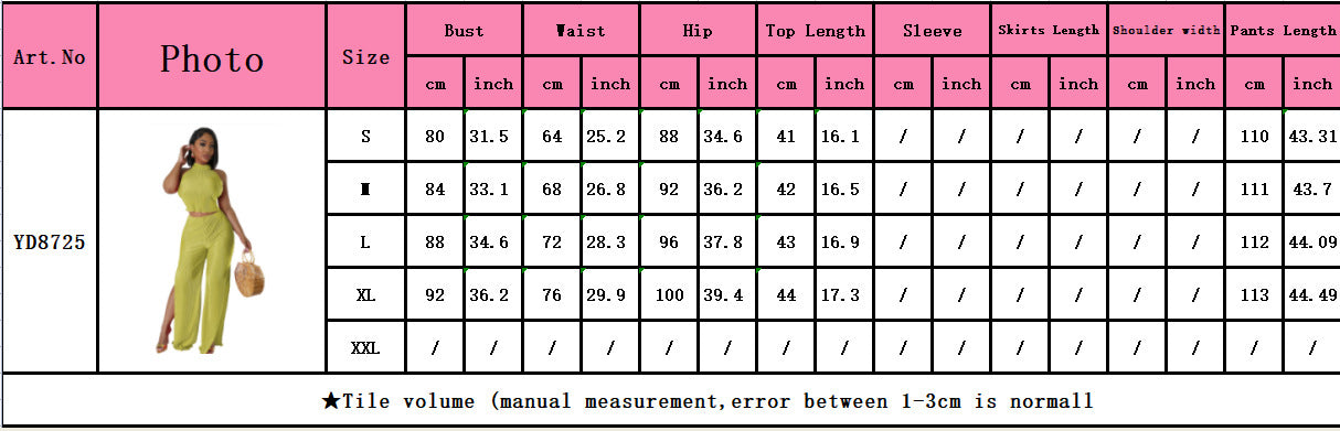 Women Sexy Backless Crop Top and Split Pants Two-Piece Set 9