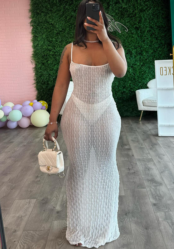 Women SexySee Through Strap Maxi Dress 4