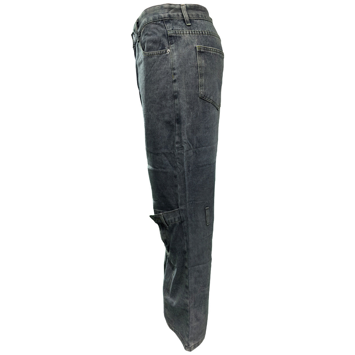 Women Washed Pocket Buttons Denim Pant 8