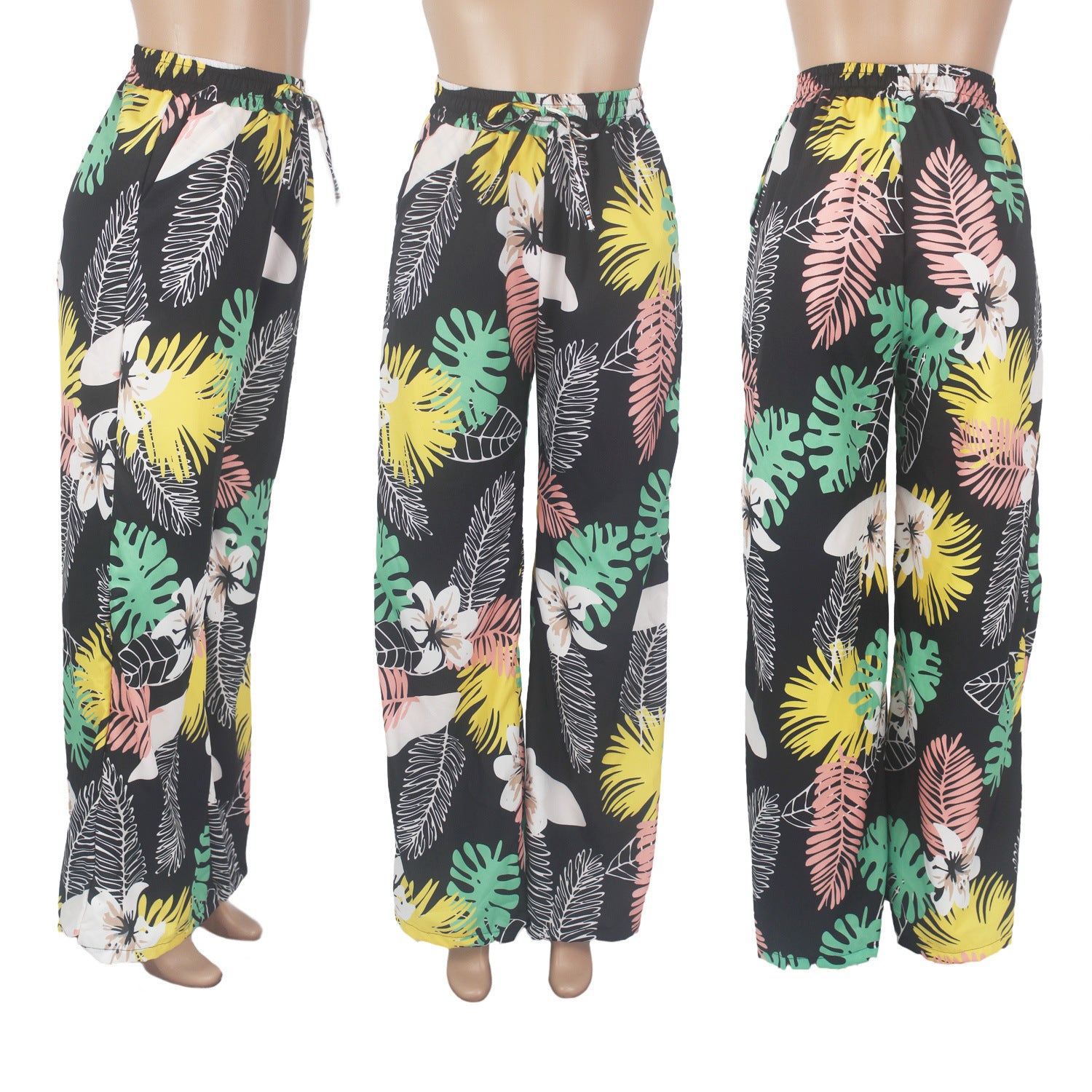 Women's Fashion Casual Graphic Print Wide Leg Pants With Pockets 18