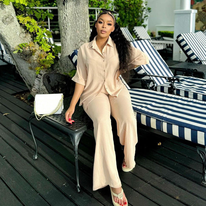 Women African Casual Short-sleeved shirt and trousers two-piece suit 6