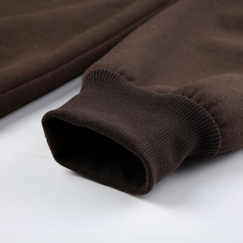 Winter Plush Hooded Badge Print Retro Jacket Loose Plus Size Casual Zipper Hoodies 20