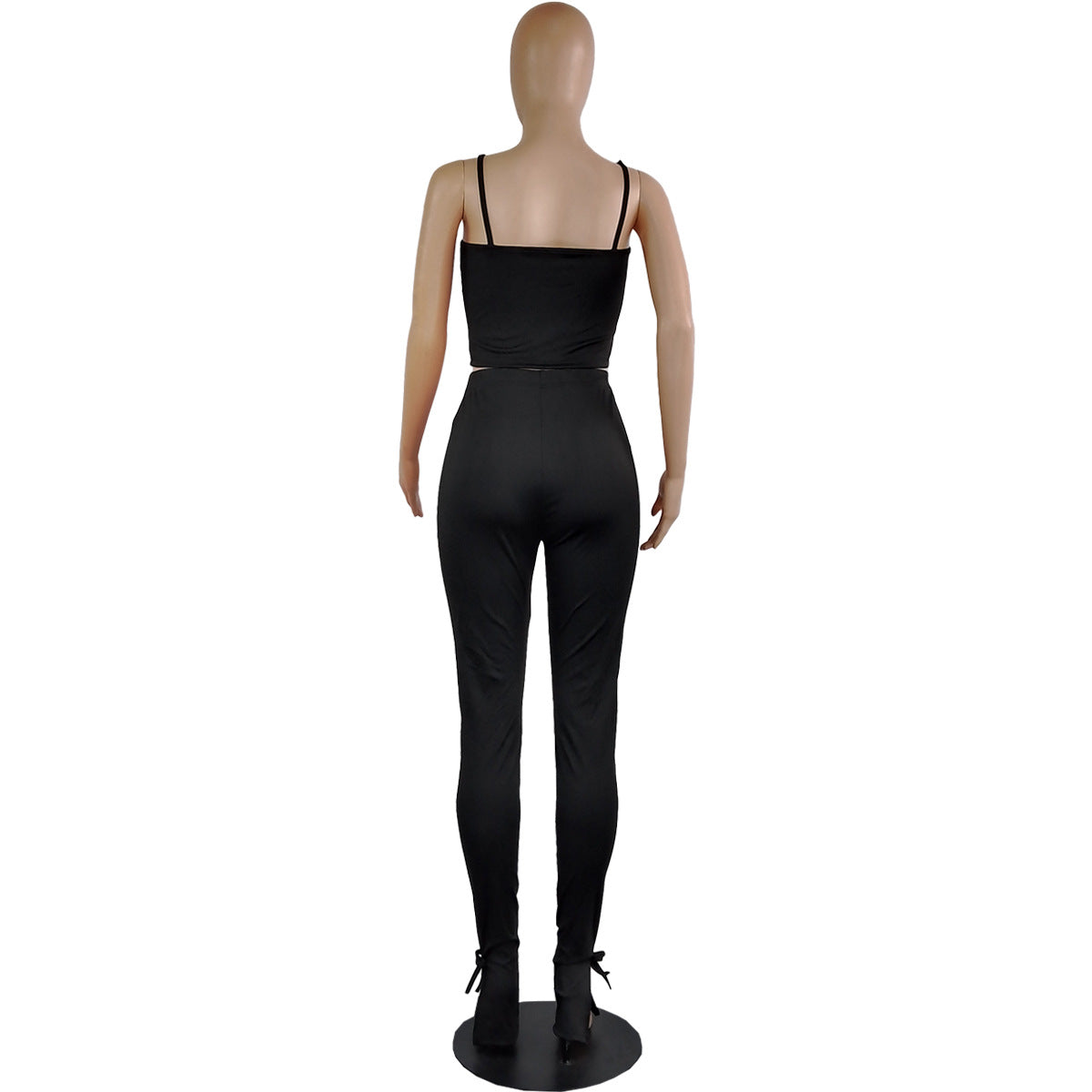 Women Suspenders Sexy Buttocks Lace-Up Crop Top and Pant Two-Piece Set 15