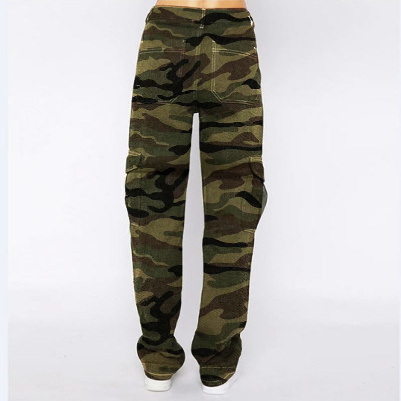 Trendy Denim Pants Women's Loose Street Camouflage Cargo Pants 6