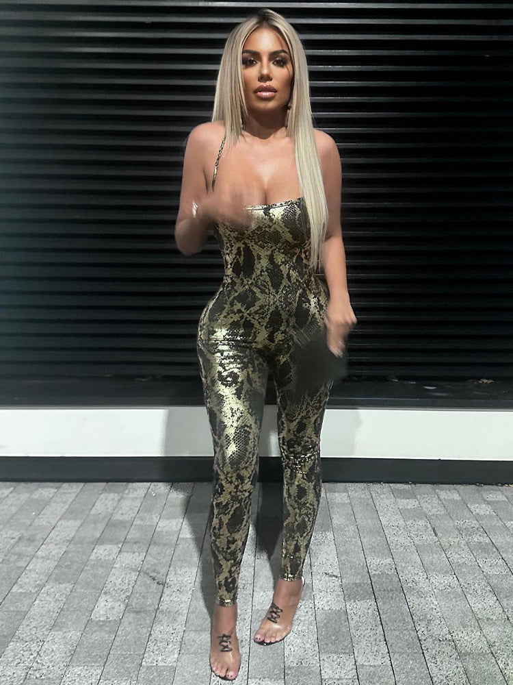 Women's Spring Fashion Yoga High Waist Shiny Slim Fit Sleeveless Jumpsuit 3