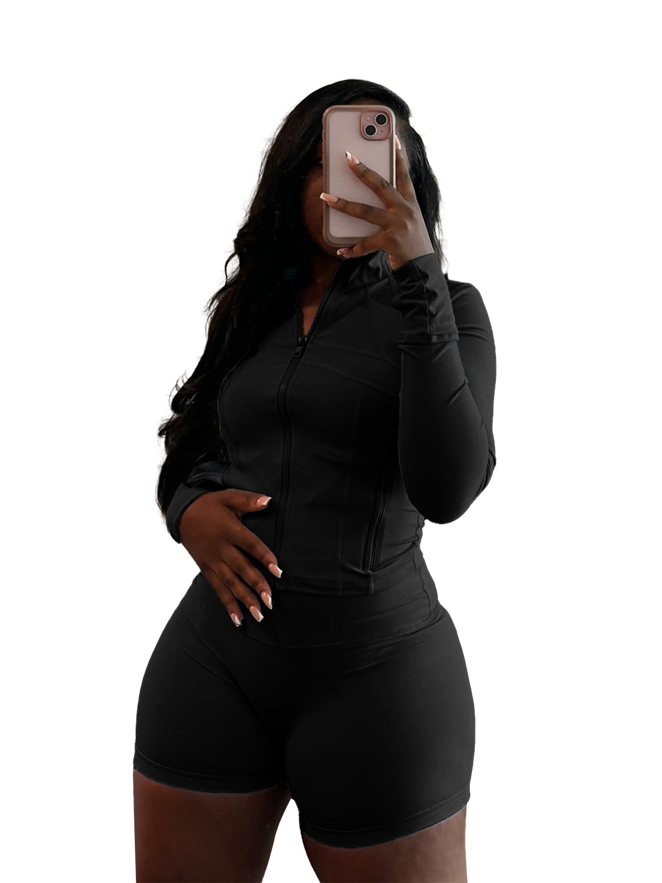 Women spring/summer casual sexy long-sleeved top and shorts two-piece set