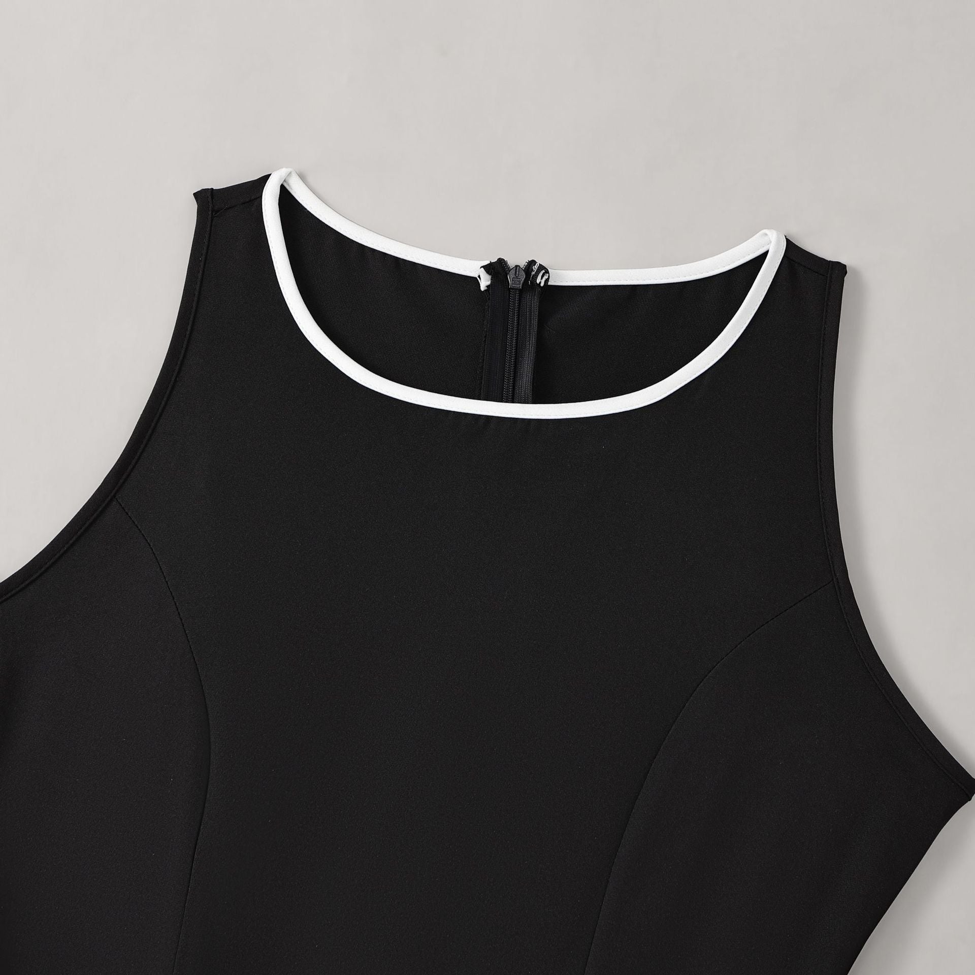 Women summer sleeveless French contrast color dress 12