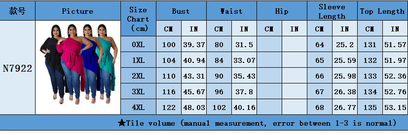 Women Style Irregular One Shoulder Long Sleeve Sexy Top 12