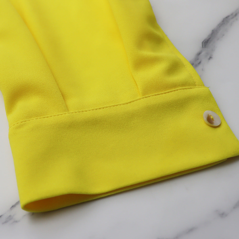 Ruffle Sleeve Crop Short turndown collar Shirt High Waist Casual Fashion pants Women's Two-piece Set 18