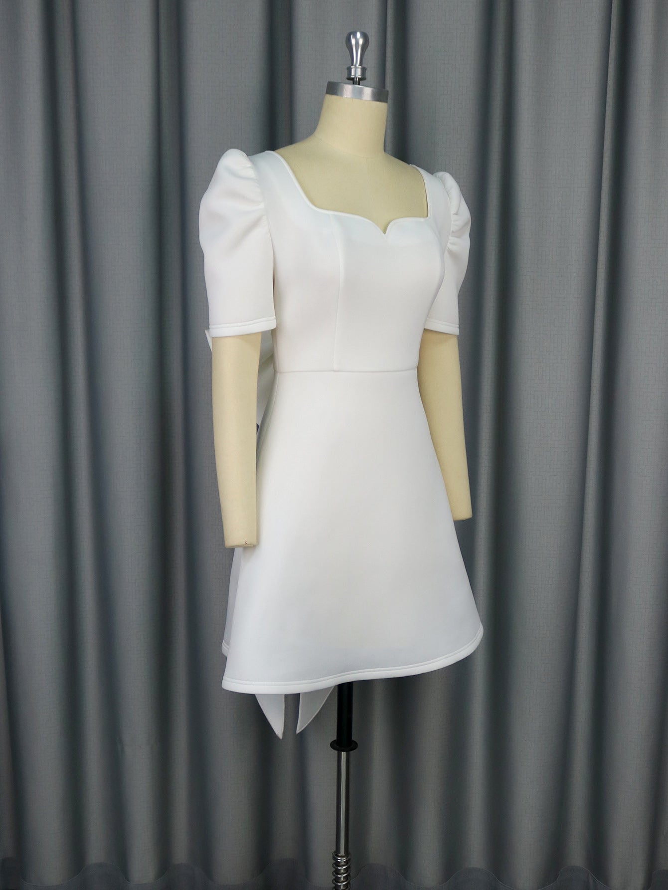 Women Summer Elegant Square Neck Party Formal Party Bowknot Backless Dress 8