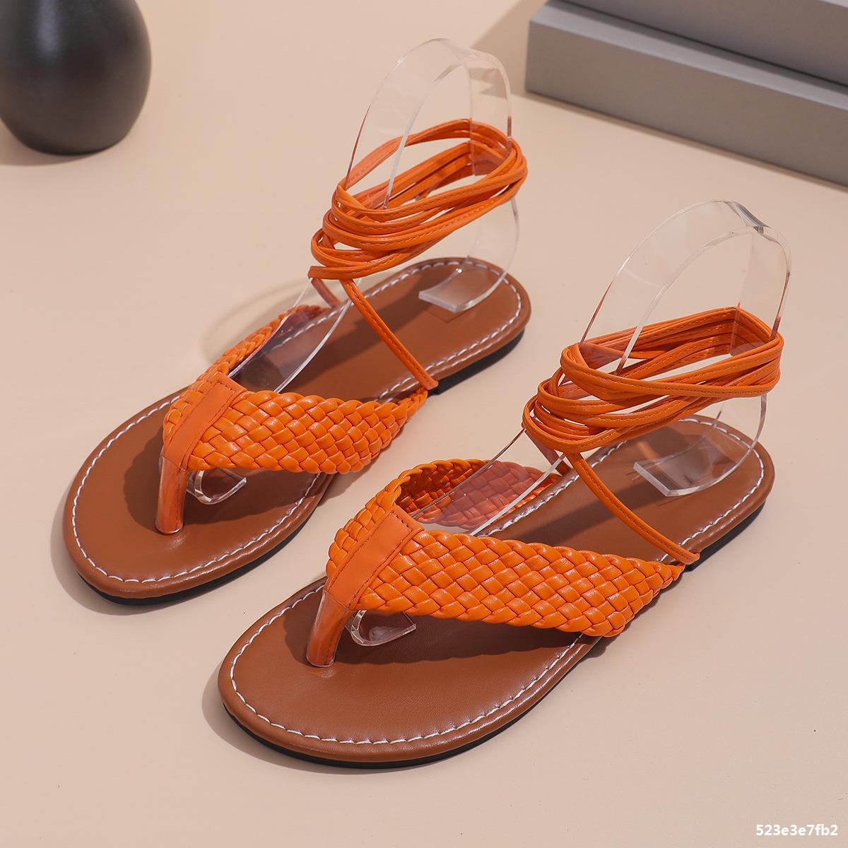 Women Roman summer flat cross Lace-Up hollow sandals 24