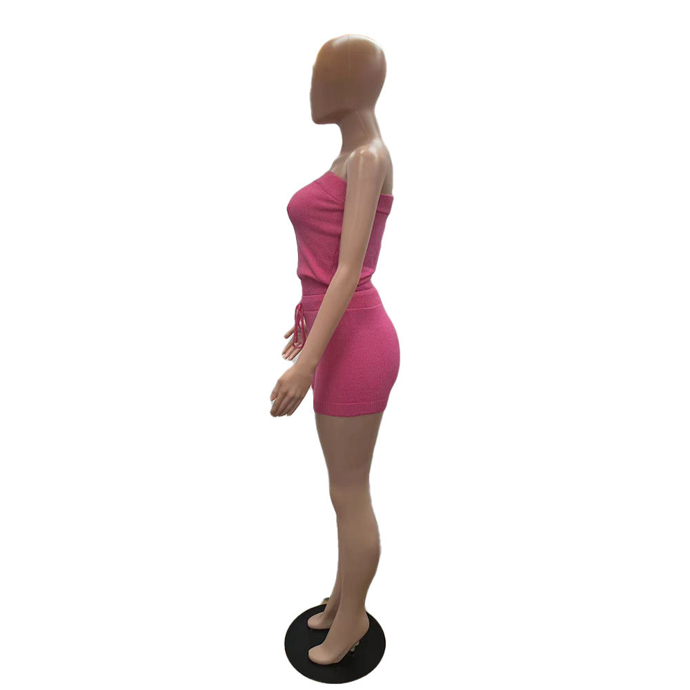 Women casual solid top and shorts two-piece 9