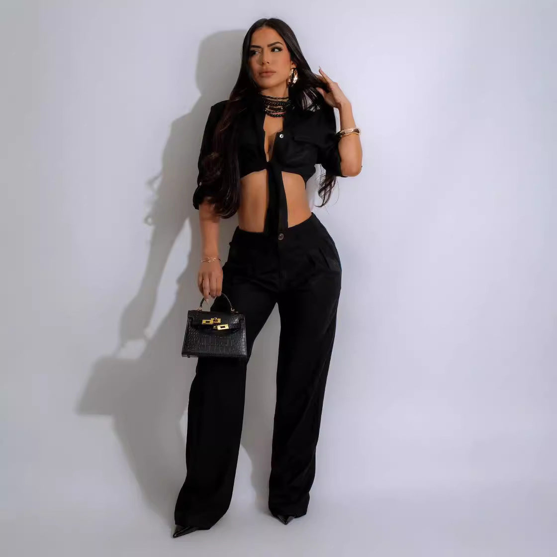 Women Autumn Loose Drape Casual Straight Pants 4