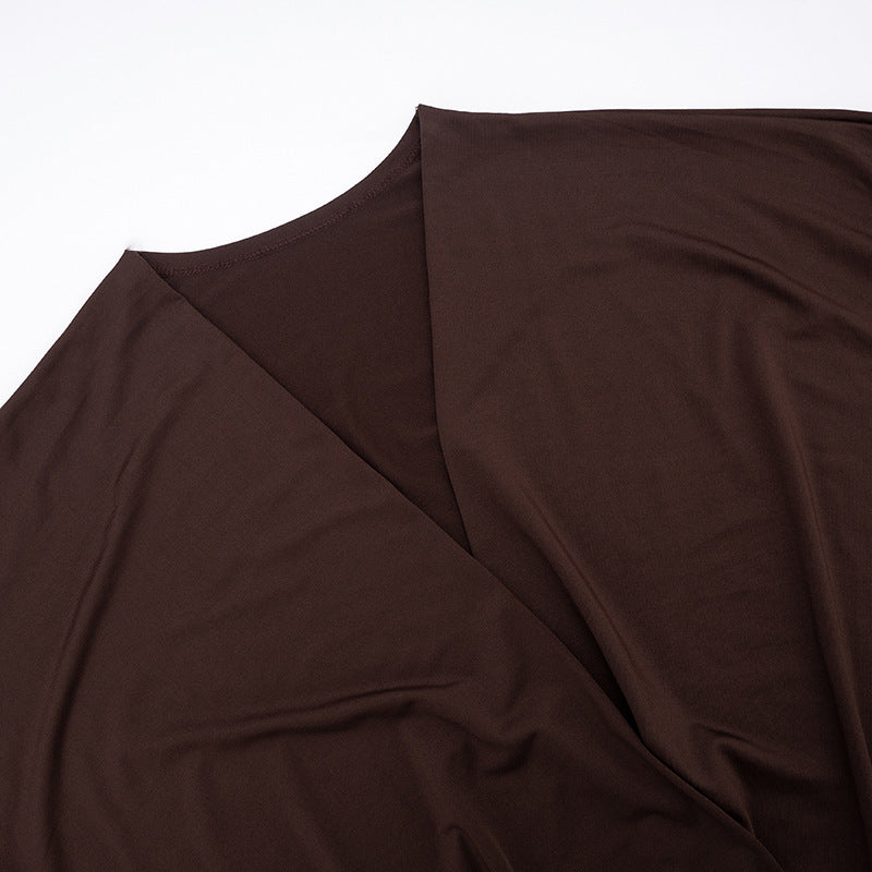 Women's Autumn Street Sexy Deep V Bat Sleeves Long Sleeve Dress 36