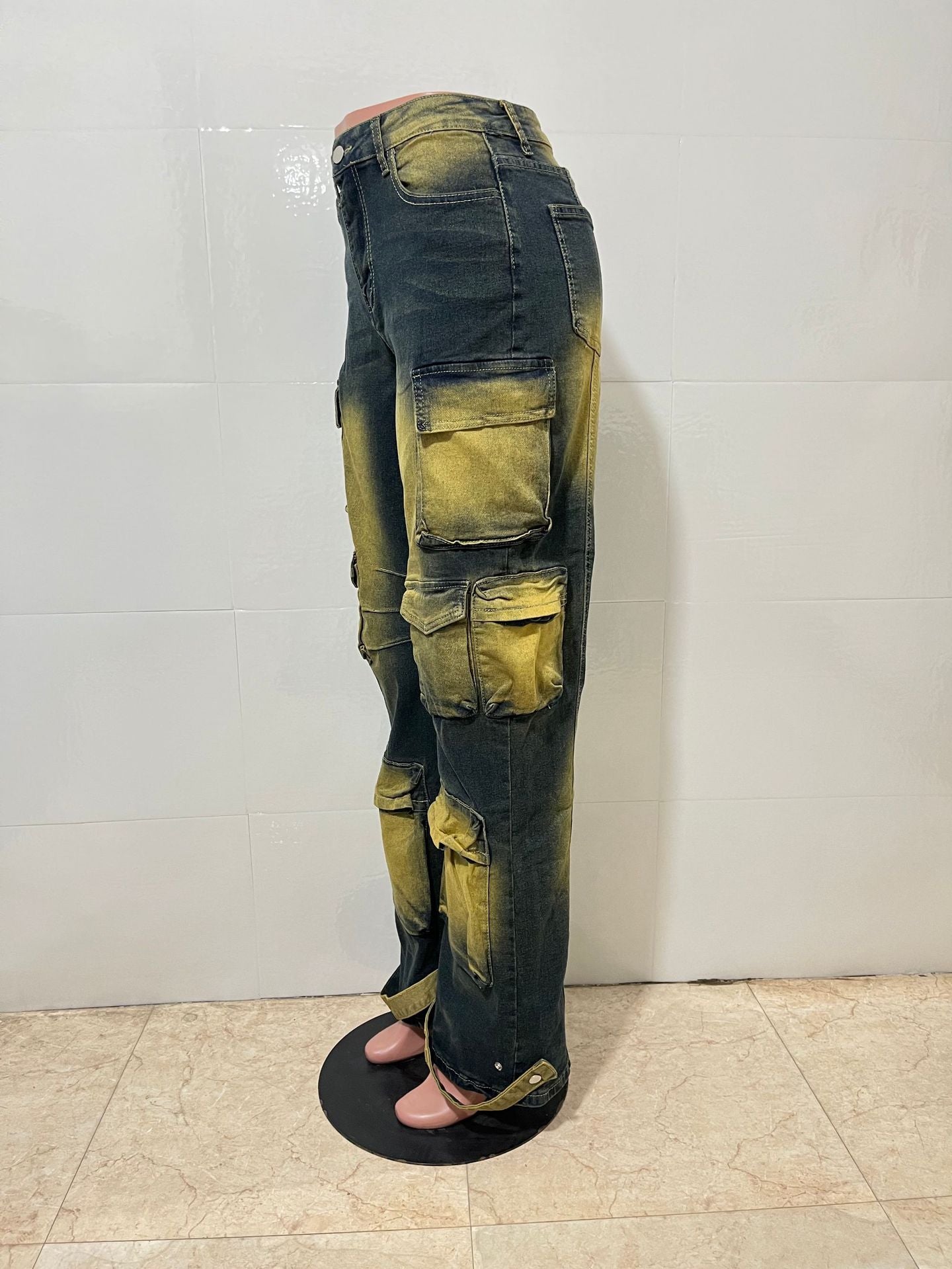 Loose Multi-Pocket Denim Cargo Pants 7