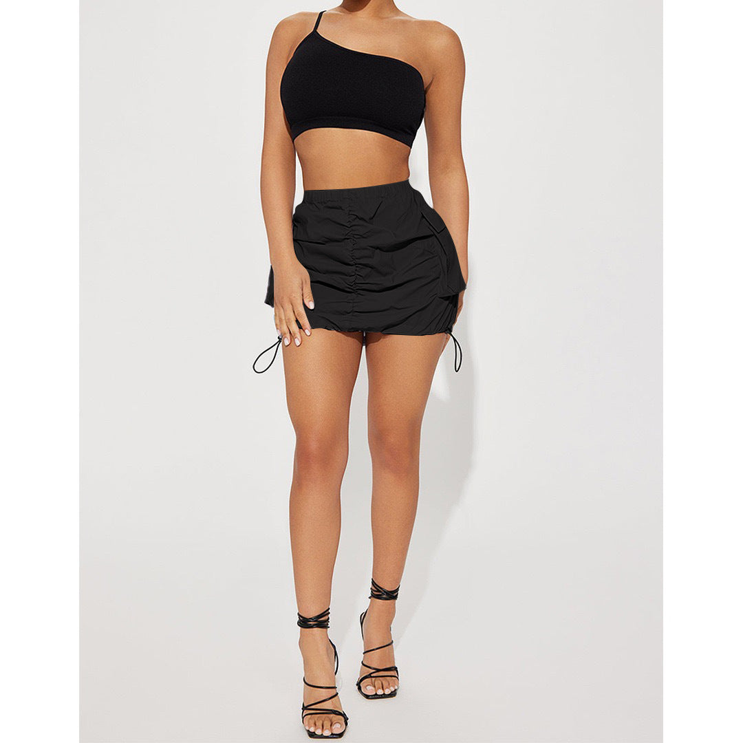 Women Sexy Drawstring Mini Skirts 3