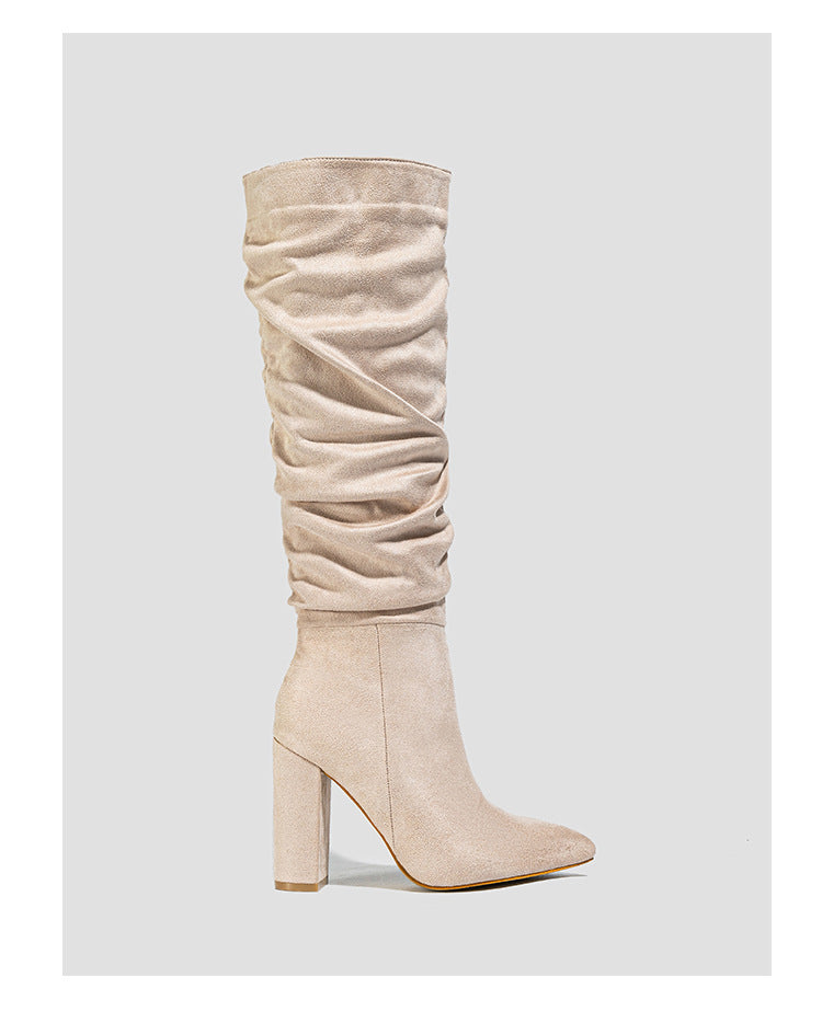 Women high-heeled suede wrinkled high-cut boots 20