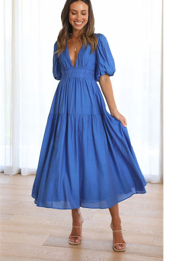 Women Casual Trendy Summer V Neck Dress