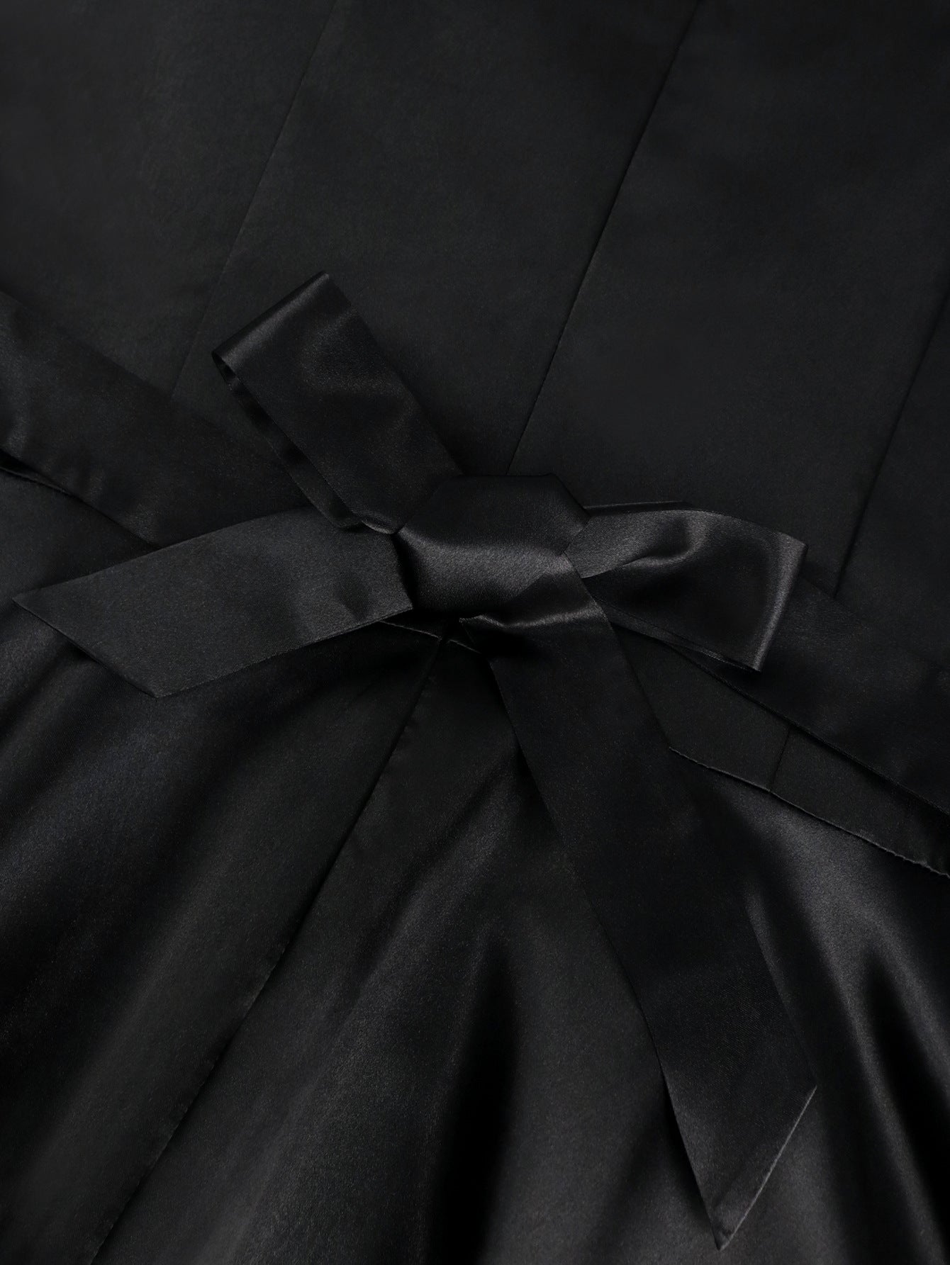 Plus Size Black Satin Non-Stretch A-Line Sleeveless V-Neck Elegant Career Party Dress 7