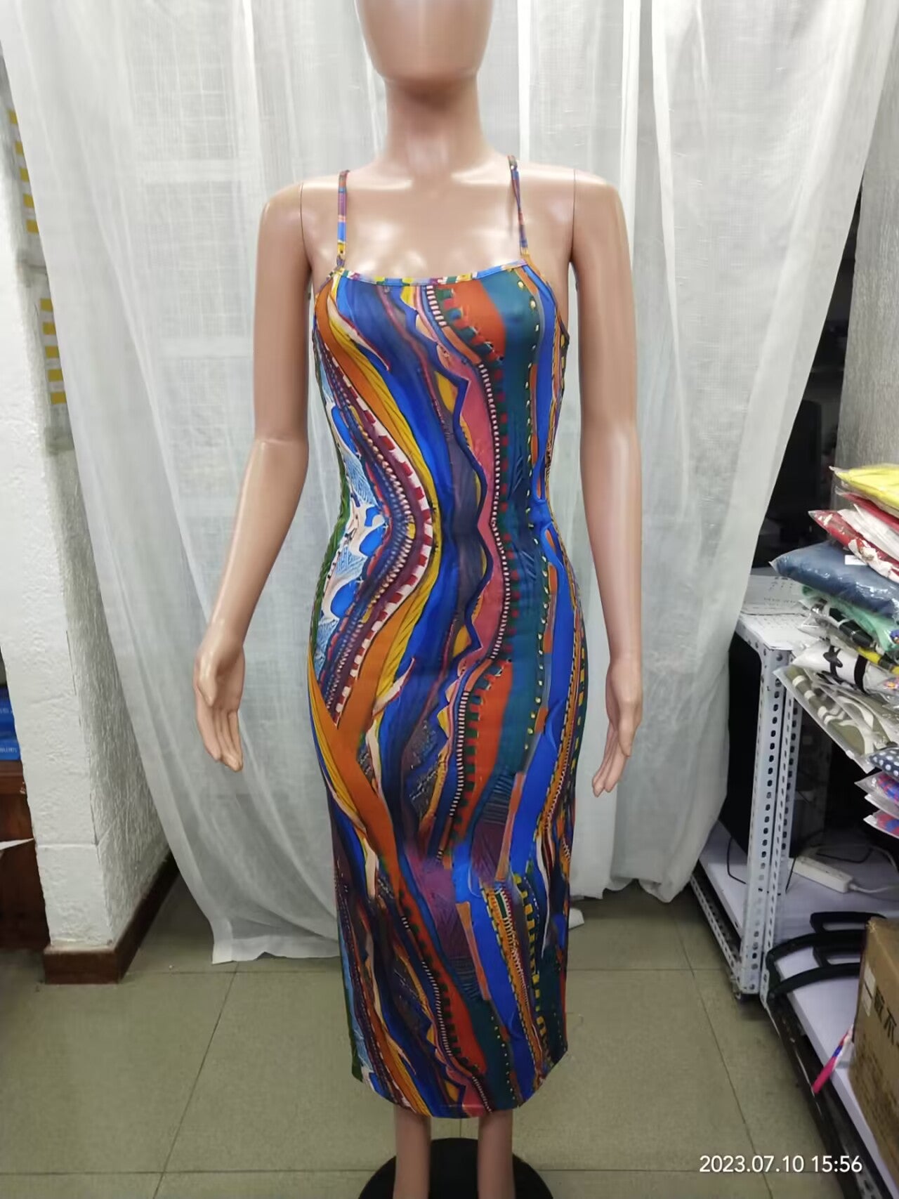 Womenprinted Strap Sexy Long Dress 7