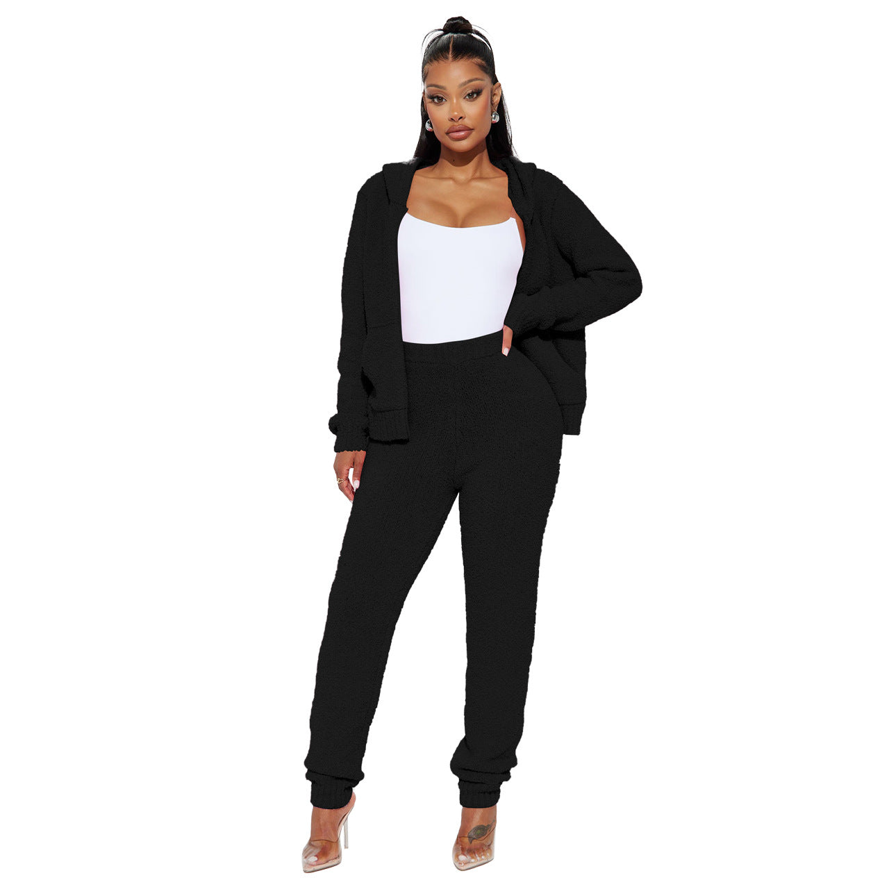 Women's Fashion Casual Hooded Fleece Two-Piece Pants Set Women's Clothing 7