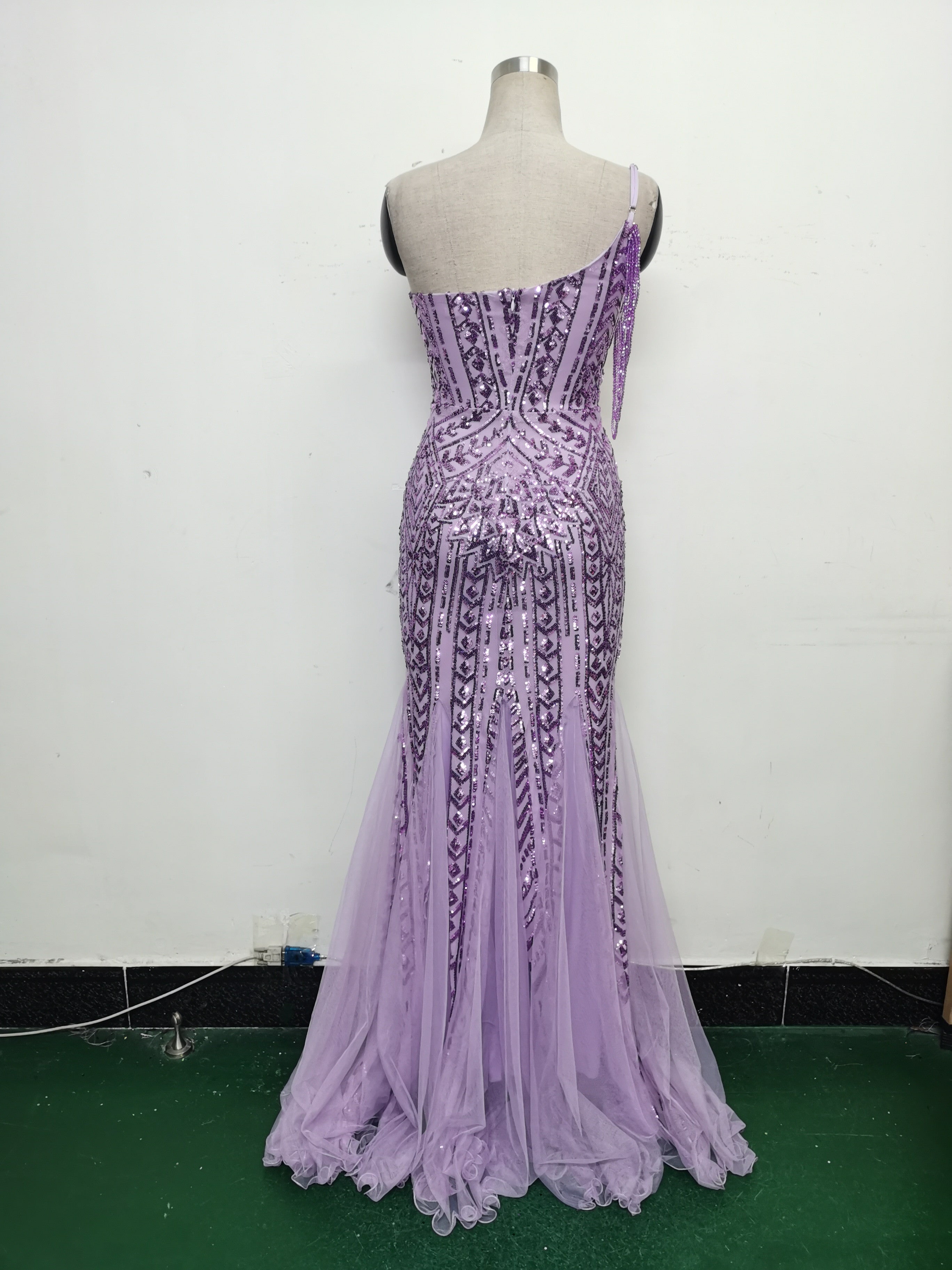 Women gift-ordered sequined mesh evening dress 23