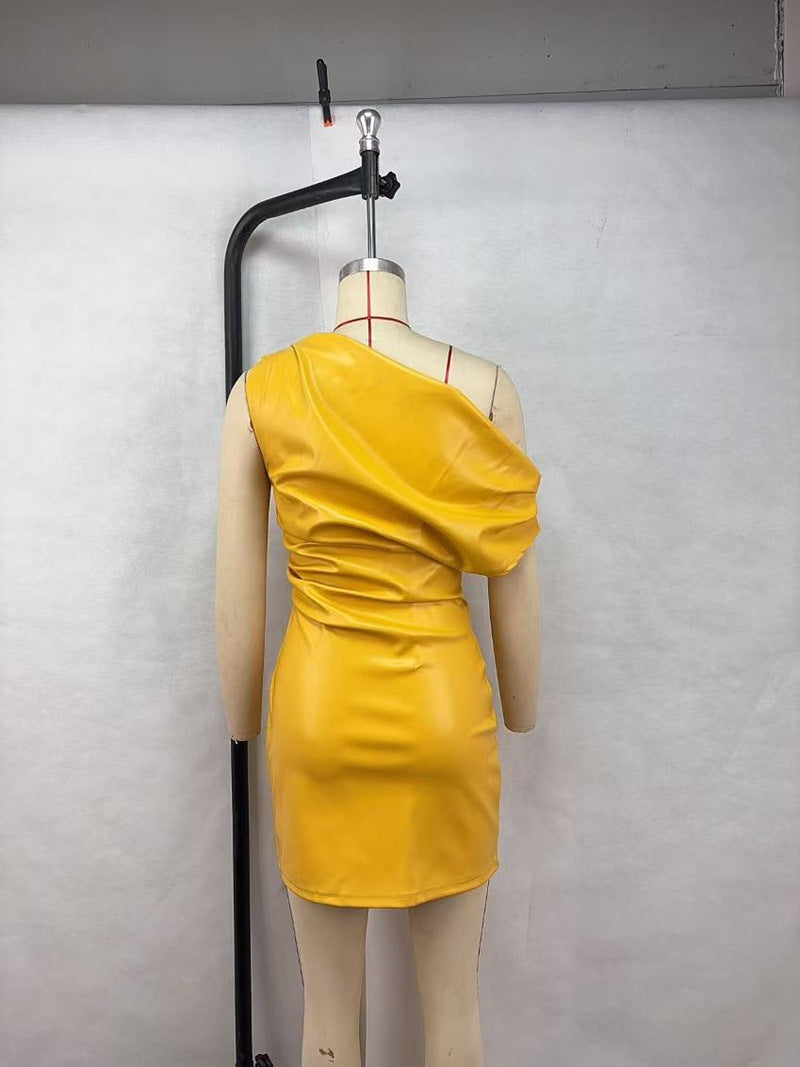 Women's Sexy Nightclub Trend Slash Shoulder Mini Bodycon Dress 13