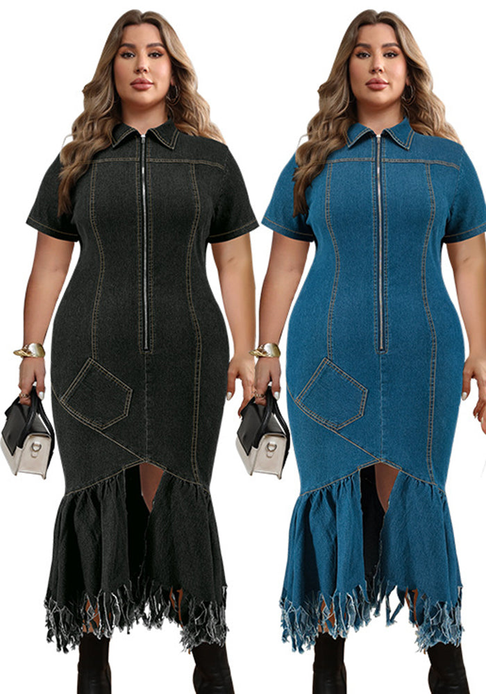 Elegant Plus Size Women's Denim Dress 4