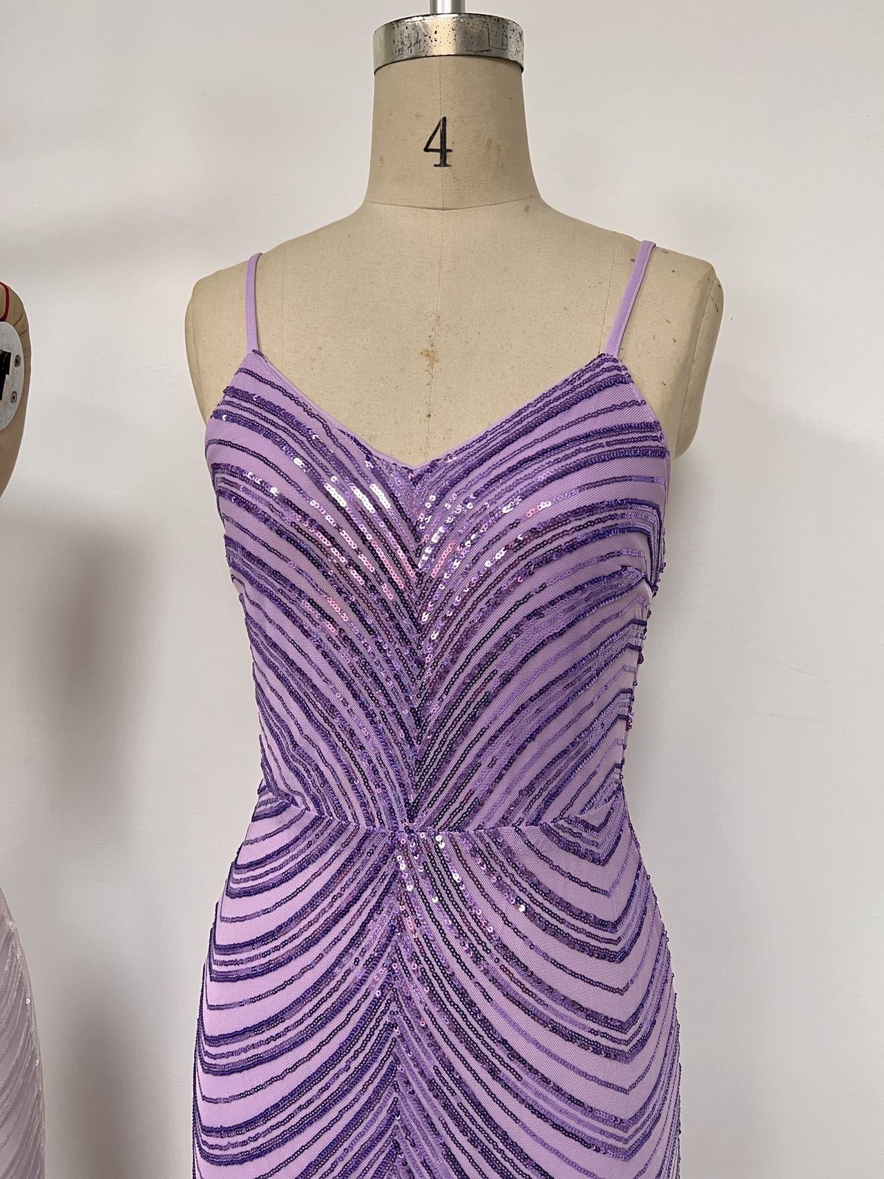 Women's Fashionable Sexy Strap Sequin Long Dress 14