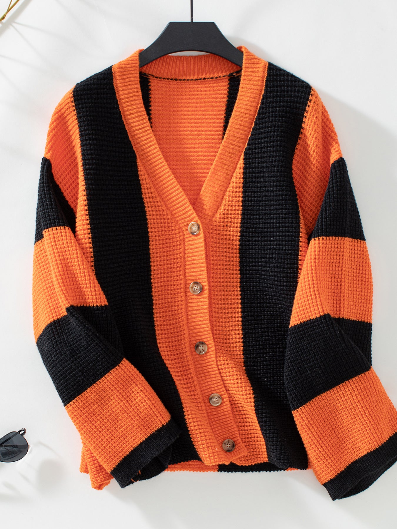 Contrast Striped Women's Sweater Cardigan Autumn And Winter Casual Loose Women's Knitting Shirt 5