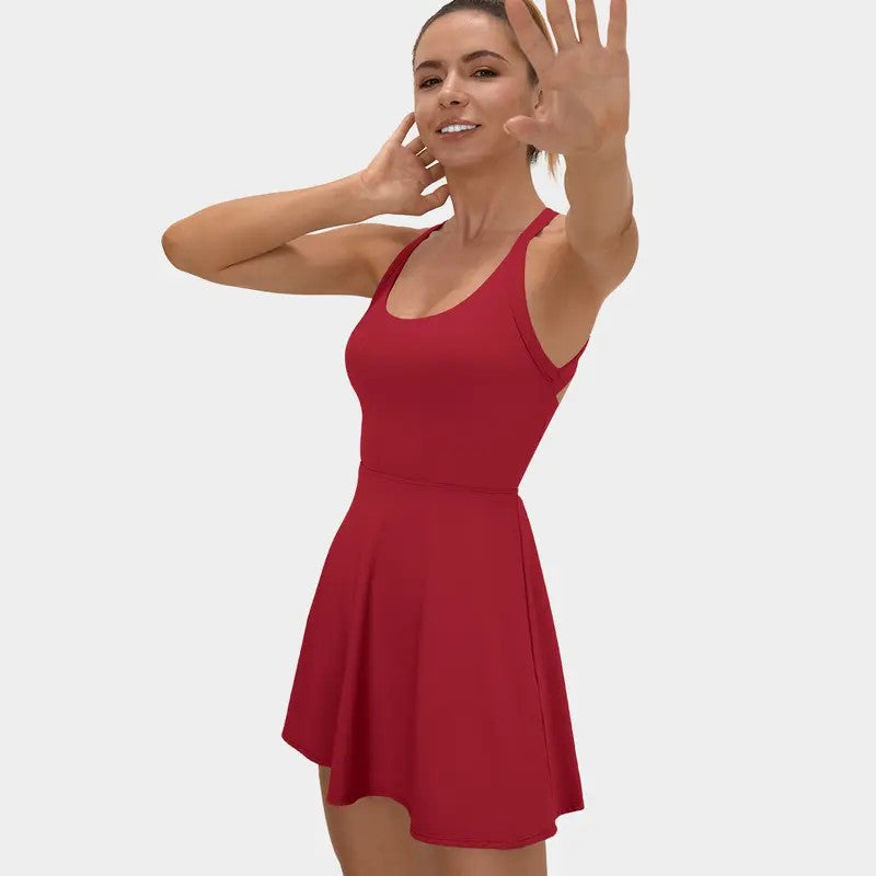 Women's High-Stretch Backless Sports Mini Dress