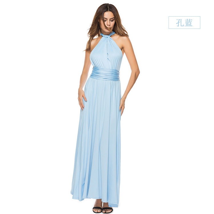 Women Sexy Cross Backless Bandage Long Dress 45