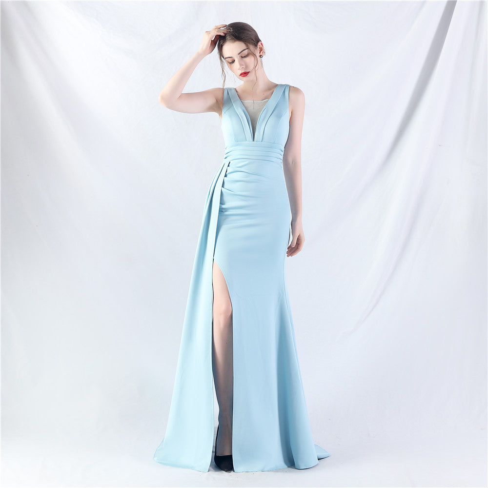 Women Pleated Satin Evening Dress 14