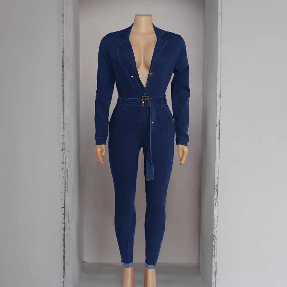 African Women Sexy Denim Jumpsuit 5