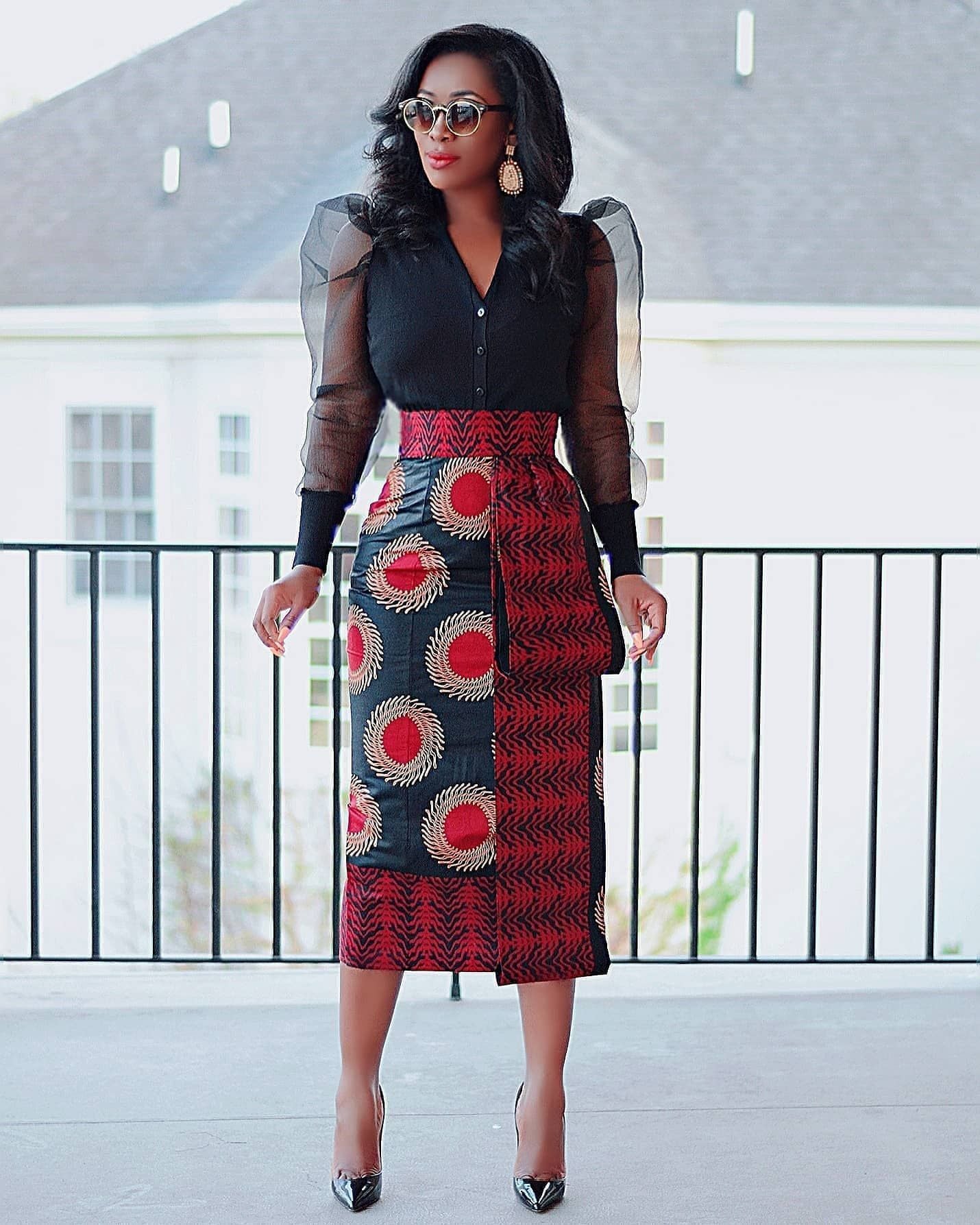 Women Printed Elastic Slit Bodycon Dress 4