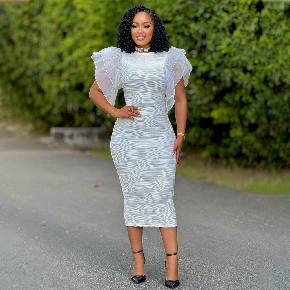 Women Summer Africa Patchwork Ruffle Sleeve Dress 6