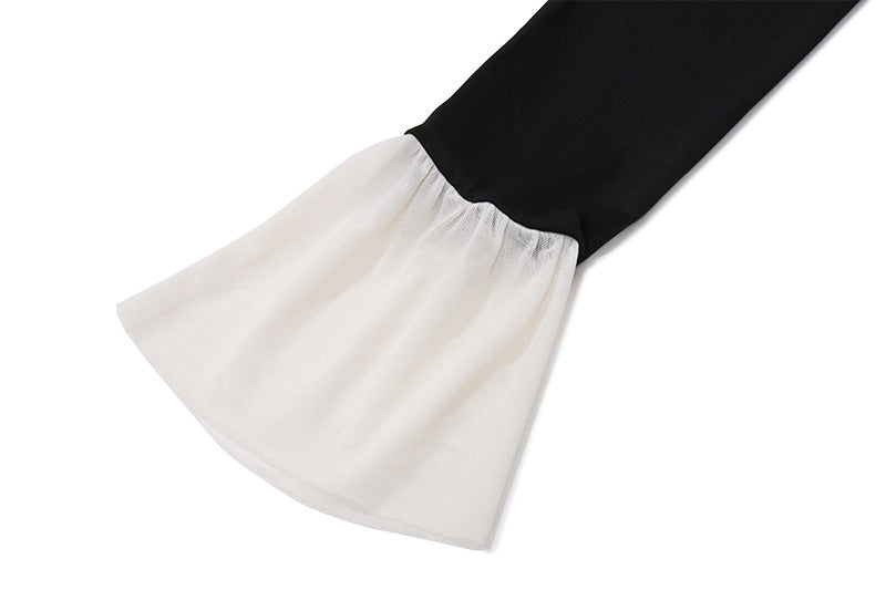 Women's Spring Sexy Off Shoulder Chic Slim Waist Bell Bottom Sleeve Mini Dress 16