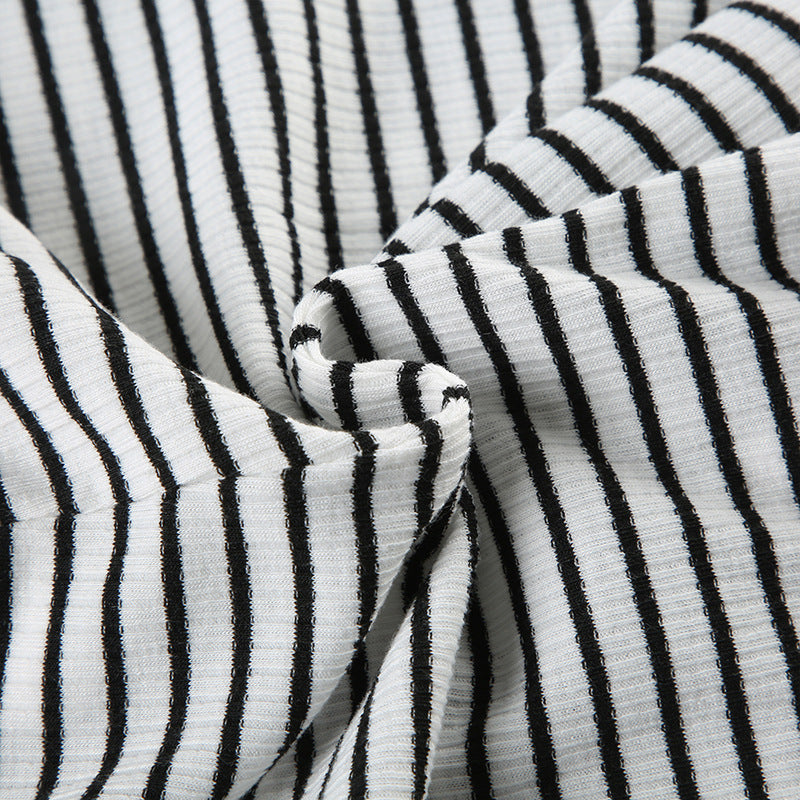 Casual Lace Patchwork Striped U-Neck Vest Low Waist Shorts Women's Two Piece Set 20