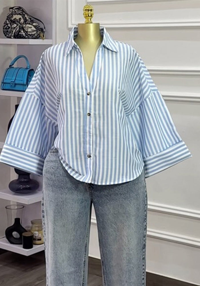 Women Summer Turndown Collar Casual Shirt Top