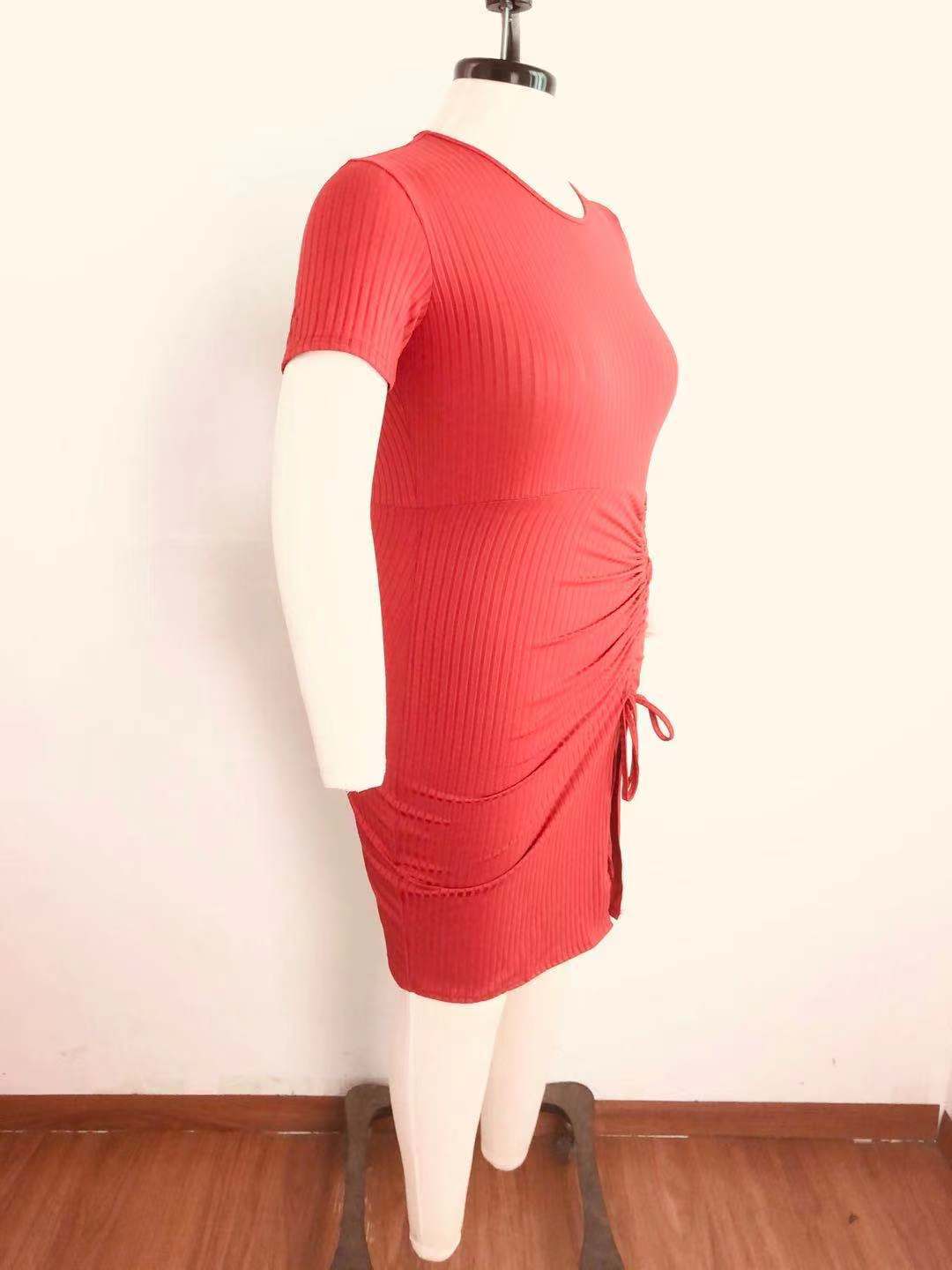 Plus Size Women Knitting Ribbed Open Lace Dress 8