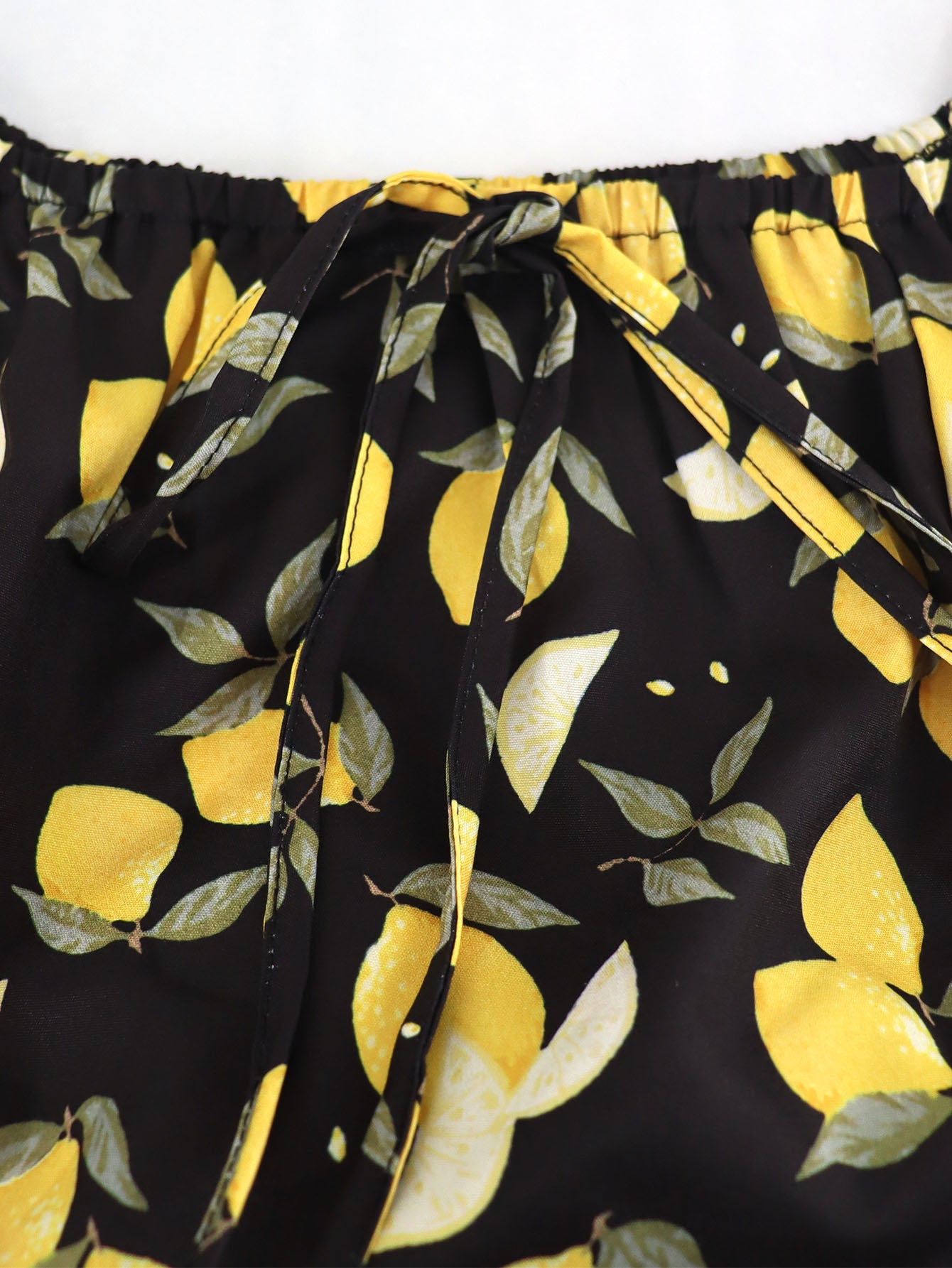 Plus Size Women's Summer Lemon Print High Waist Casual Midi Dress 13