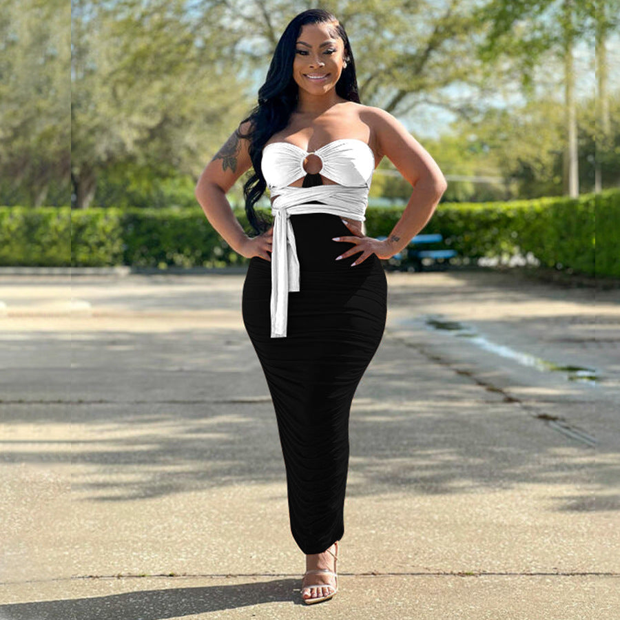 Women Summer Irregular Color Contrast Dress 9